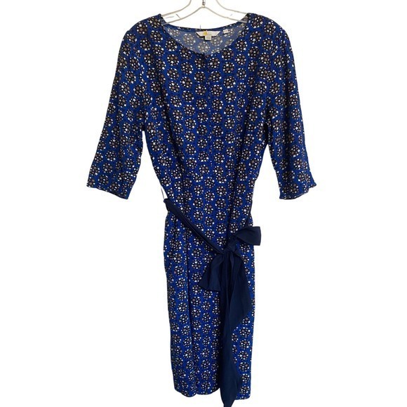 Boden Blue Cobalt Starry Ottilie Dress Waist Tie dress‎ 10L GUC - Picture 5 of 16